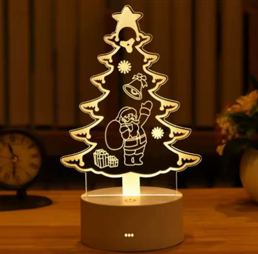 Sapin de Noël Lumineux 3D – Veilleuse Design Acrylique