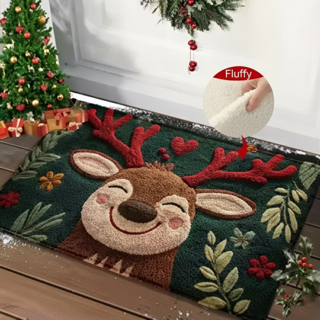 Tapis d’Accueil Noël – Cerf Souriant
